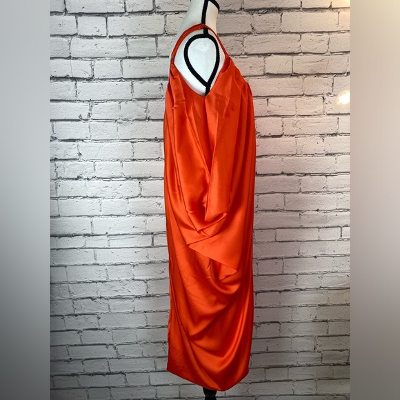 The Drop Orange Side Cowl Dress Boho Caftan Kaftan Style Dress Size Medium NEW - Picture 5 of 16